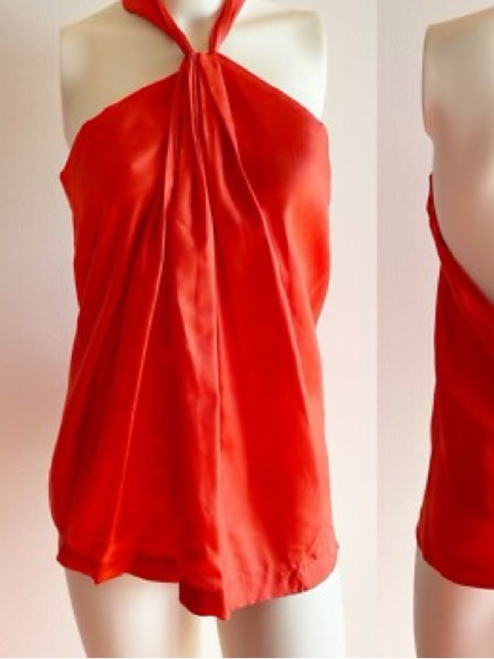 Robert Rodriguez Vintage 100% Silk Red Halter Neck Top